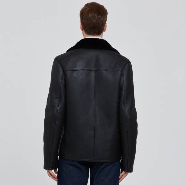 Siyah Deri Erkek Deri Mont - E23KKM310455-D51 - 4