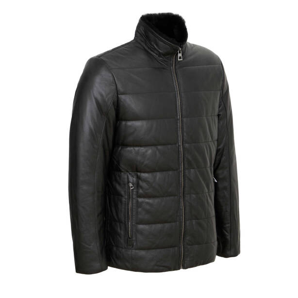 Siyah Deri Erkek Deri Mont - E23KKM310512-Q3H - 2