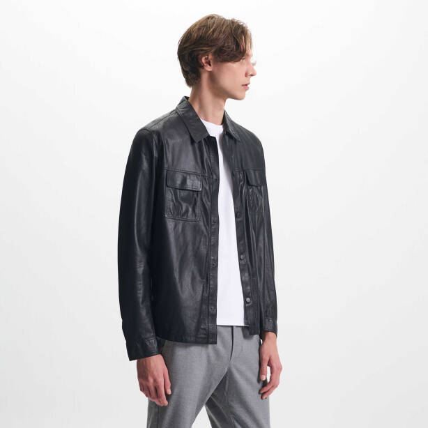 Siyah Deri Erkek Deri Mont - E24IDM310561-T0Q - 2