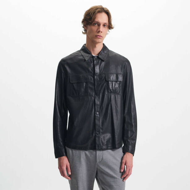 Siyah Deri Erkek Deri Mont - E24IDM310561-T0Q - 3