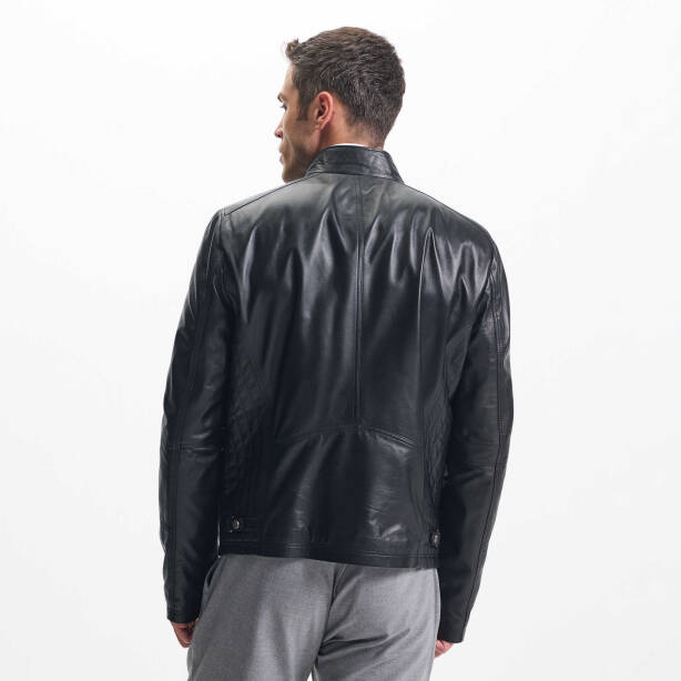 Siyah Deri Erkek Deri Mont - E24KDM310584-Q3H - 4