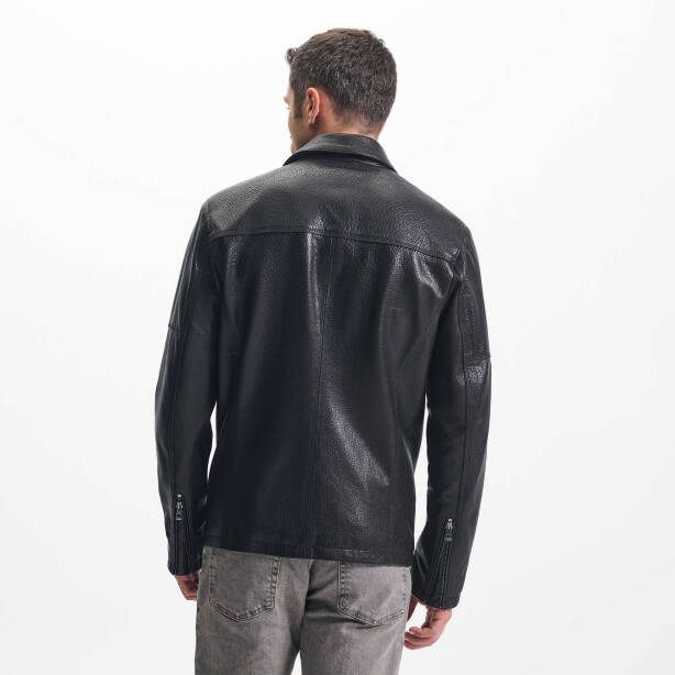 Siyah Deri Erkek Deri Mont - E24KDM310585-Q4O - 4