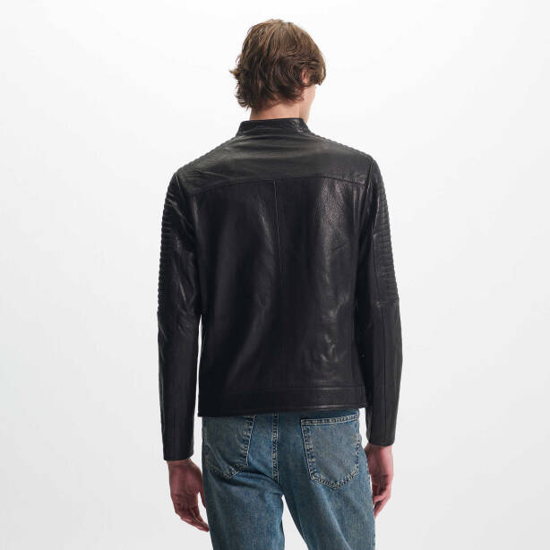 Siyah Deri Erkek Deri Mont - E24KDM310586-Q4O - Tergan