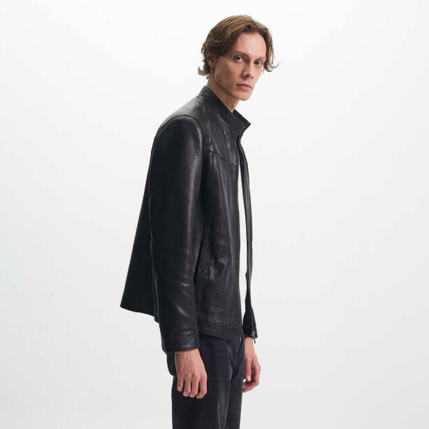 Siyah Deri Erkek Deri Mont - E24KDM310591-Q4O - Tergan