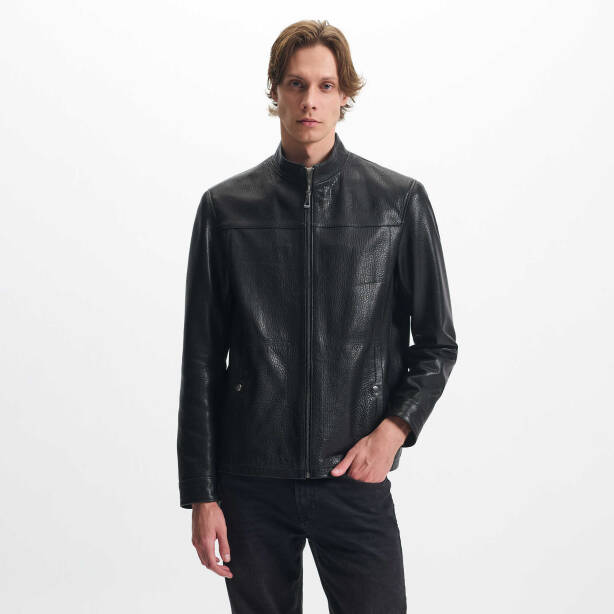 Siyah Deri Erkek Deri Mont - E24KDM310591-Q4O - Tergan