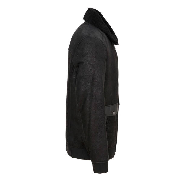 Siyah Deri Erkek Deri Mont - E24KKM310597-C59 - Tergan Four Season