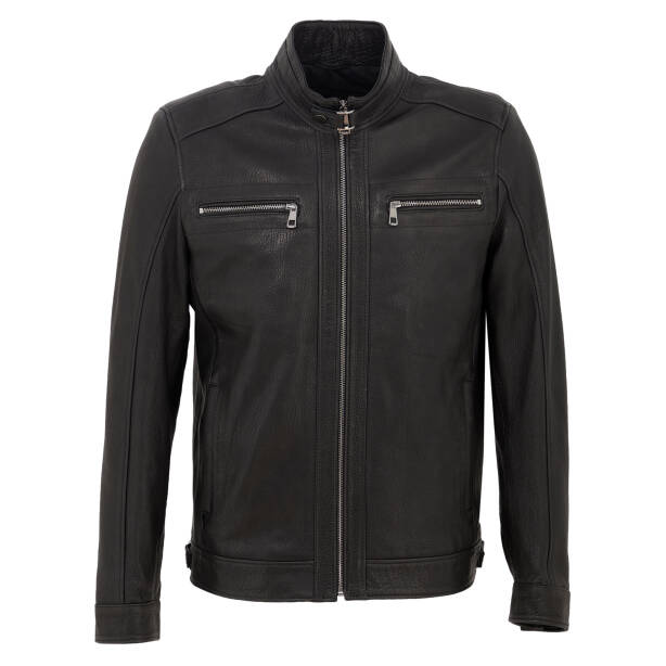 Siyah Deri Erkek Deri Mont - E25KDM310603-Q4O - Tergan Four Season