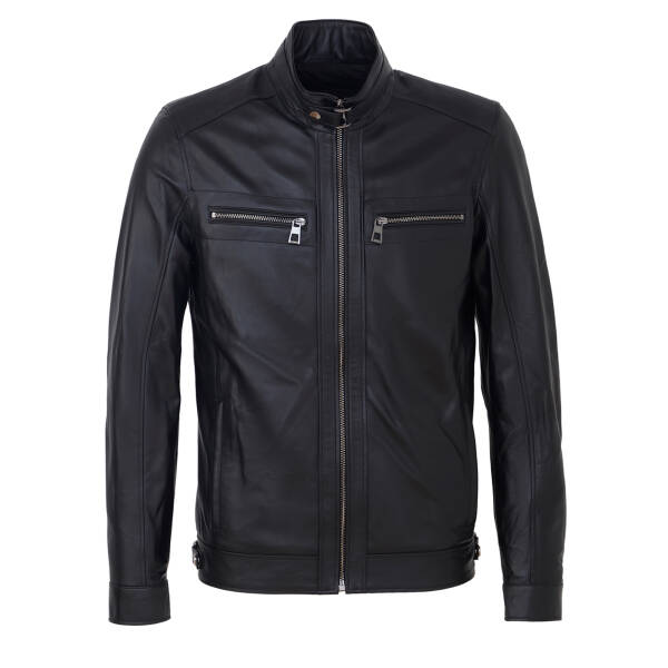 Siyah Deri Erkek Deri Mont - E25KDM310604-Q3H - 1