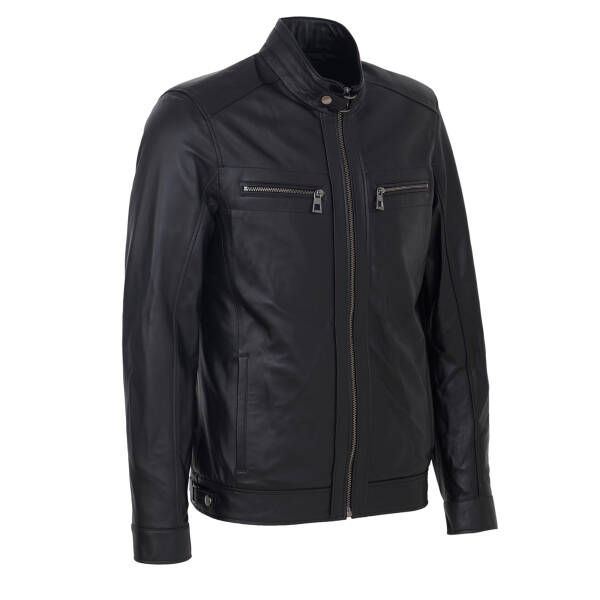 Siyah Deri Erkek Deri Mont - E25KDM310604-Q3H - 2