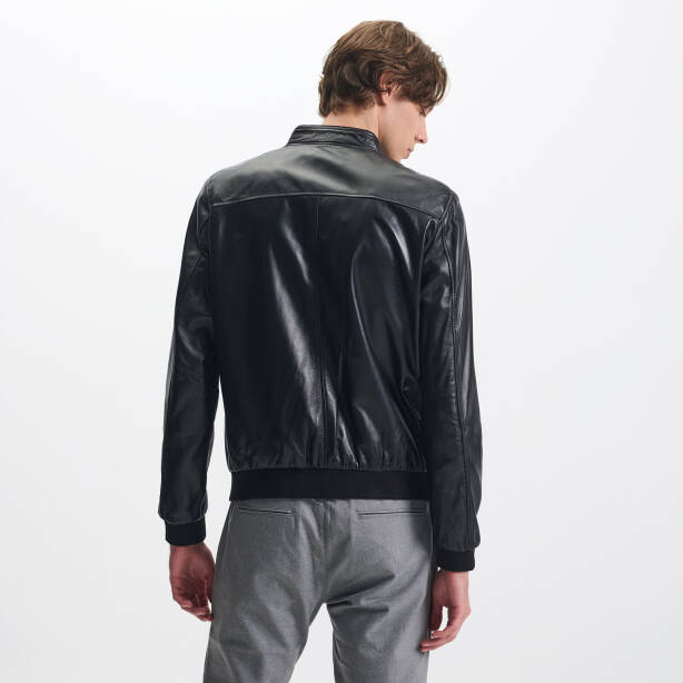 Siyah Deri Erkek Deri Mont - E25KDM310609-Q3H - Tergan Four Season