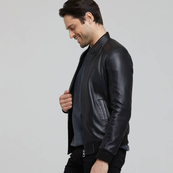 Siyah Deri Erkek Deri Mont - E25KDM310609-Q7O - 2