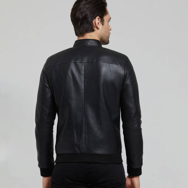 Siyah Deri Erkek Deri Mont - E25KDM310609-Q7O - 3