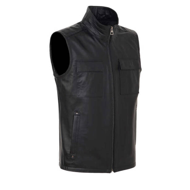 Siyah Deri Erkek Deri Yelek - E24IDY310564-Q3H - Tergan Four Season