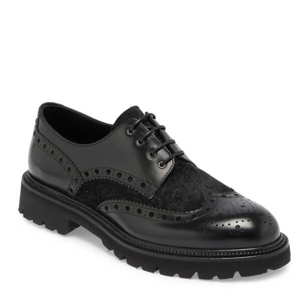 Siyah Hakiki Deri Erkek Klasik Ayakkabı - E24S1AY57065-K61 - Tergan