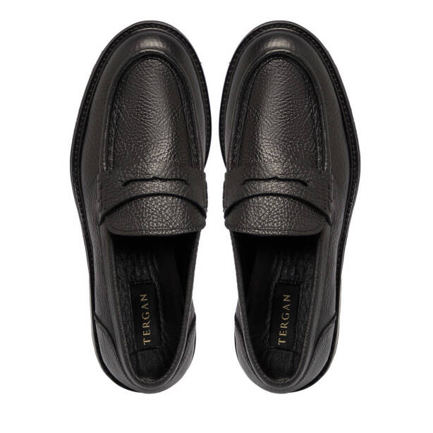 Siyah Deri Erkek Loafer - E25S1AY57407-A23 - 5
