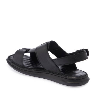  Siyah Deri Erkek Sandalet - E24Y1SN56652-A23 - 2