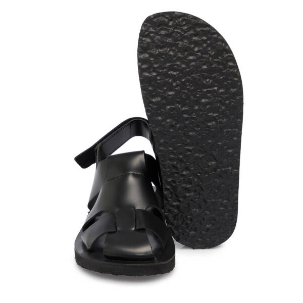 Siyah Deri Erkek Sandalet - E24Y1SN56793-A23 - 4