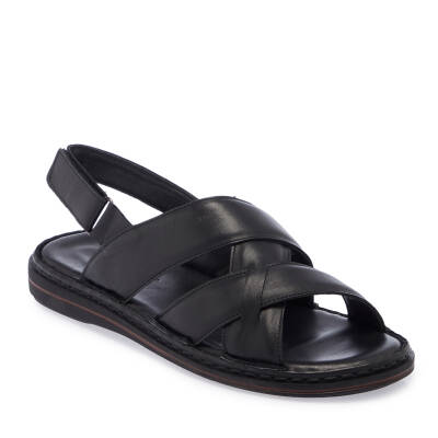 Siyah Deri Erkek Sandalet - E25Y1SN57149-A23 