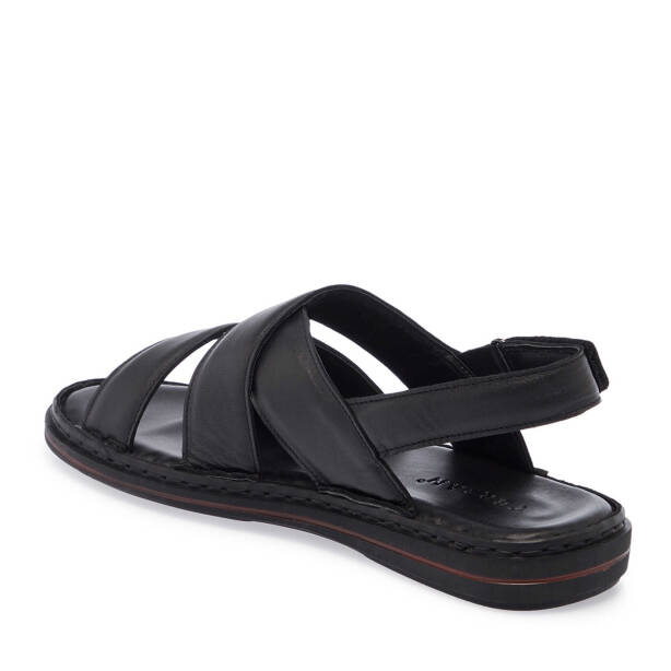Siyah Hakiki Deri Erkek Sandalet - E25Y1SN57149-A23 - 2