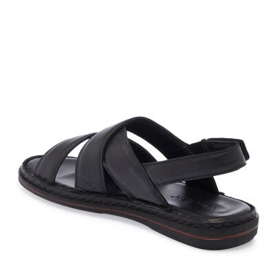 Siyah Deri Erkek Sandalet - E25Y1SN57149-A23 - 2