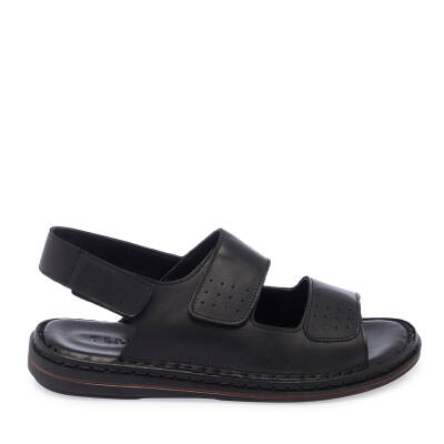 Siyah Deri Erkek Sandalet - E25Y1SN57151-A23 - 3