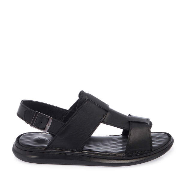 Siyah Deri Erkek Sandalet - E25Y1SN57154-A23 - 3