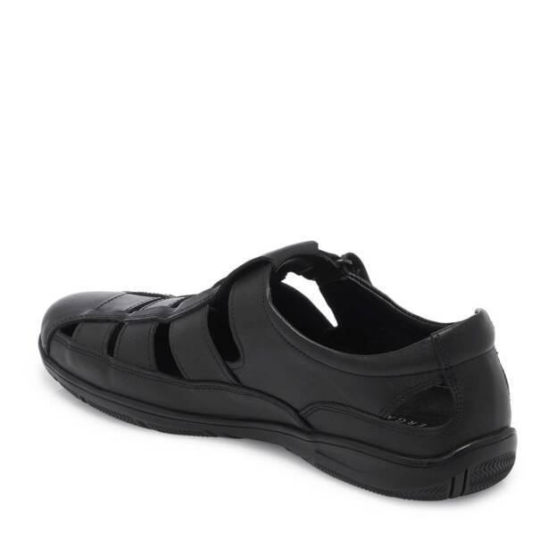 Siyah Hakiki Deri Erkek Sandalet - E25Y1SN57327-A23 - 2