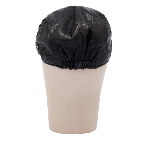 Siyah Deri Erkek Şapka - S1SPK0330005-Q4O - Tergan Four Season