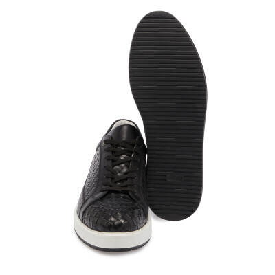  Siyah Deri Erkek Sneaker - E23I1AY56201-A43 - 4