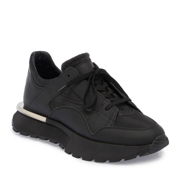 Siyah Hakiki Deri Erkek Sneaker - E23S1AY56358-J0U - 2
