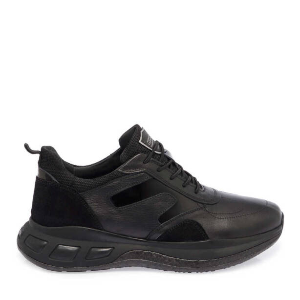 Siyah Deri Erkek Sneaker - E23S1AY56385-A23 - 3