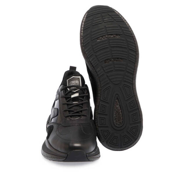 Siyah Deri Erkek Sneaker - E23S1AY56385-A23 - 4