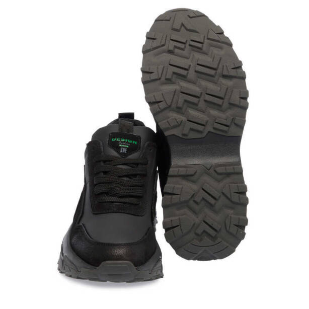 Siyah Deri Erkek Sneaker - E23S1AY56387-A23 - 4