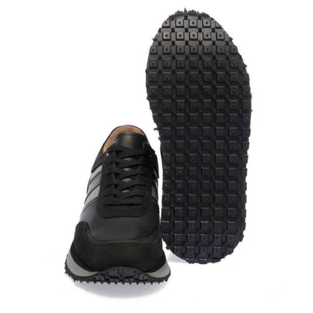 Siyah Deri Erkek Sneaker - E23S1AY56496-A23 - Tergan