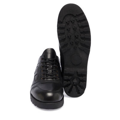 Siyah Deri Erkek Sneaker - E23S1AY56505-A41 - 4