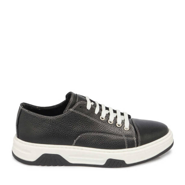 Siyah Deri Erkek Sneaker - E24I1AY56604-A23 - 3