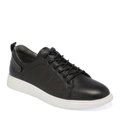  Siyah Deri Erkek Sneaker - E24I1AY56608-A23 