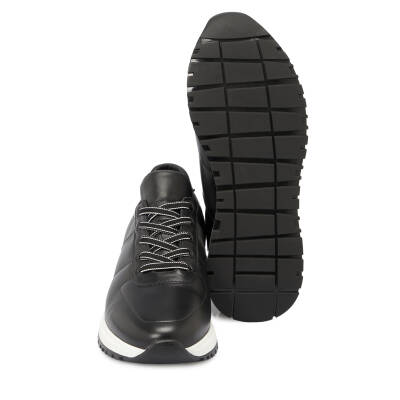 Siyah Deri Erkek Sneaker - E24I1AY56617-A23 - 4