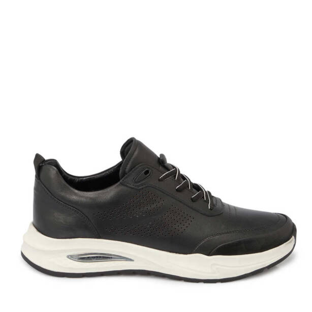 Siyah Deri Erkek Sneaker - E24I1AY56618-A23 - 3