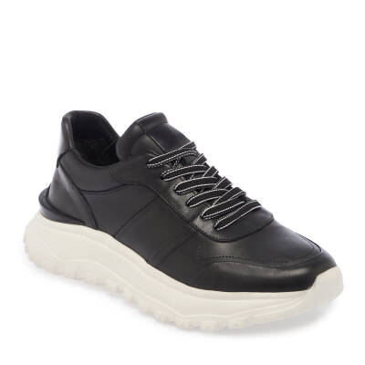  Siyah Deri Erkek Sneaker - E24I1AY56621-A23 - 1