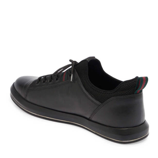 Siyah Hakiki Deri Erkek Sneaker - E24I1AY56623-A23 - 3