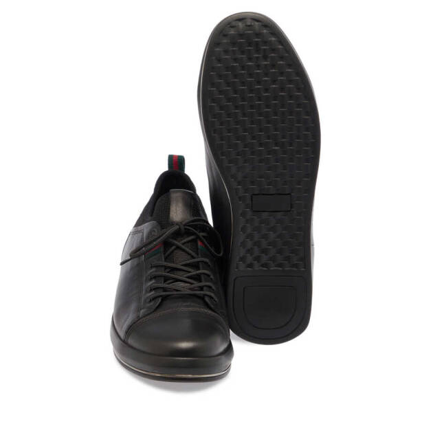 Siyah Hakiki Deri Erkek Sneaker - E24I1AY56623-A23 - 4