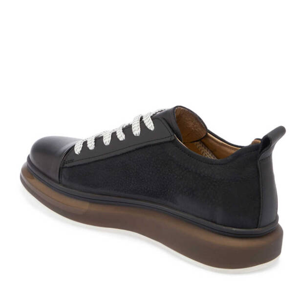 Siyah Hakiki Deri Erkek Sneaker - E24I1AY56624-A23 - 3