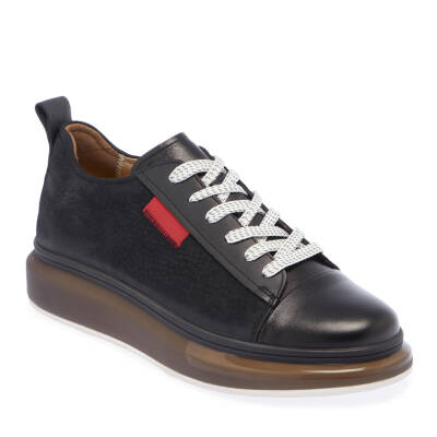  Siyah Deri Erkek Sneaker - E24I1AY56624-A23 