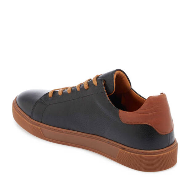 Siyah Hakiki Deri Erkek Sneaker - E24I1AY56627-A41 - 3