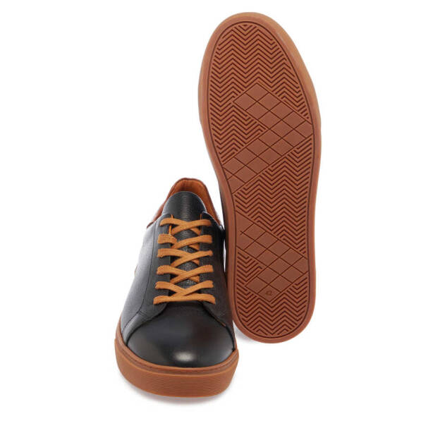 Siyah Hakiki Deri Erkek Sneaker - E24I1AY56627-A41 - 4