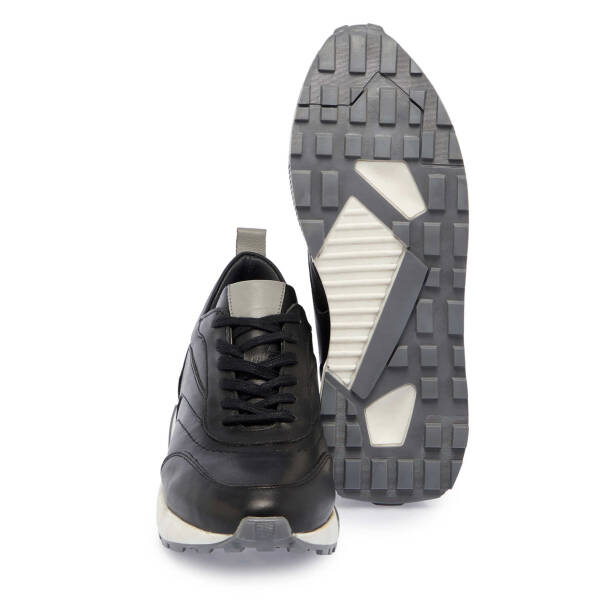 Siyah Hakiki Deri Erkek Sneaker - E24I1AY56629-A23 - 4