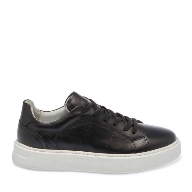 Siyah Deri Erkek Sneaker - E24I1AY56637-A23 - 3