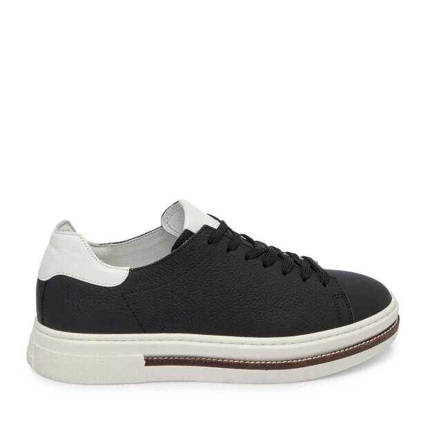Siyah Deri Erkek Sneaker - E24I1AY56707-A41 - 3
