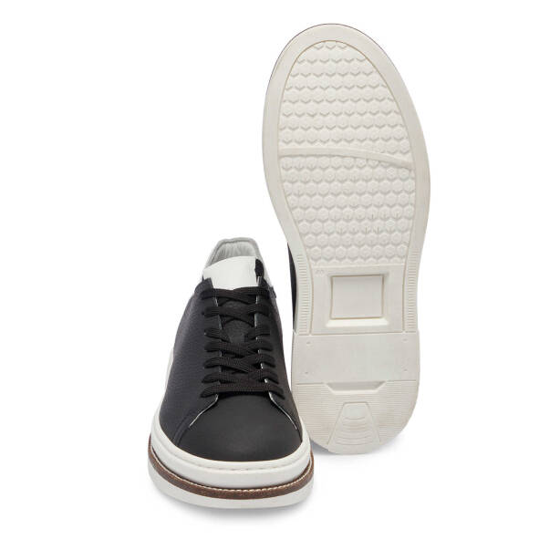 Siyah Deri Erkek Sneaker - E24I1AY56707-A41 - 4